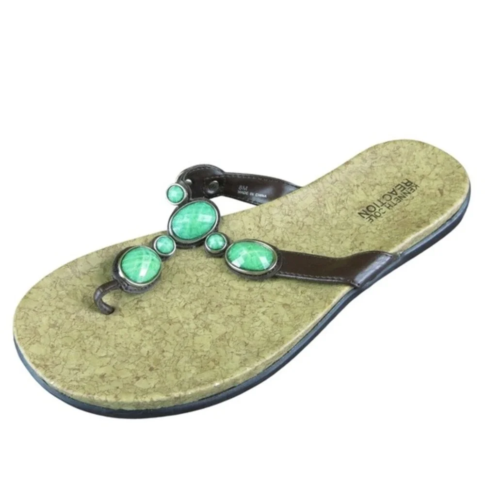 Kenneth Cole Women's Glam Girl Flip Flop Brown Synthetic Sz 8M Gently‎ Used 2025